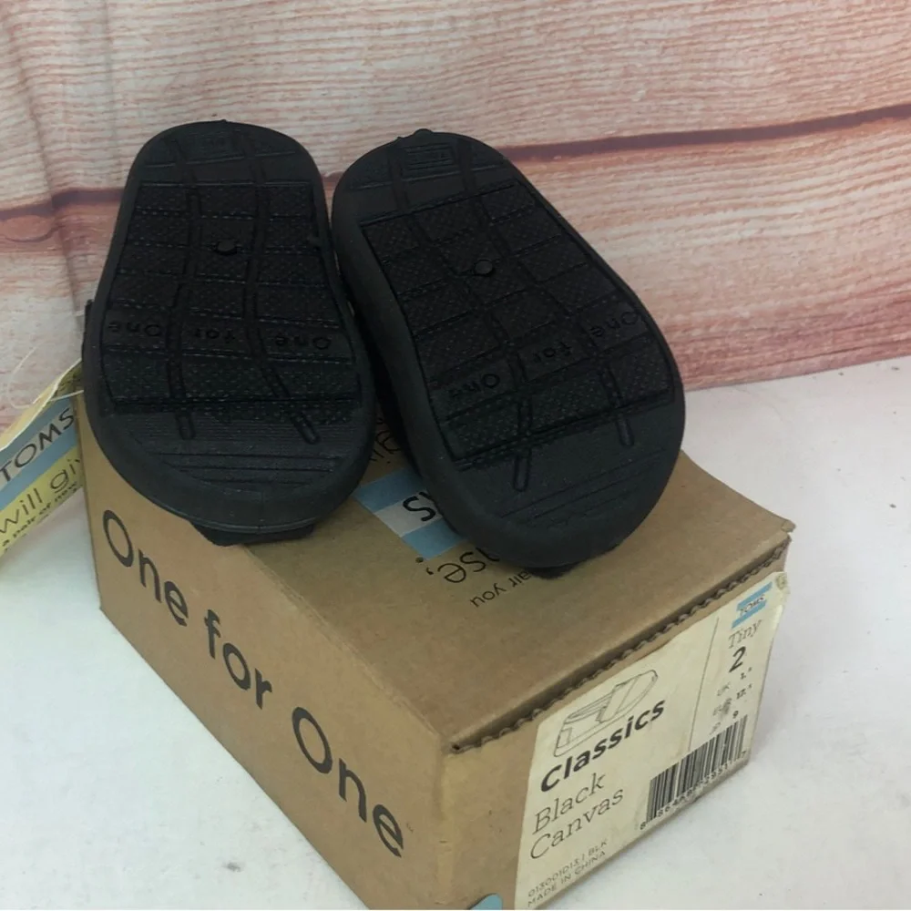 Toms Black Canvas Baby & Walker Shoes